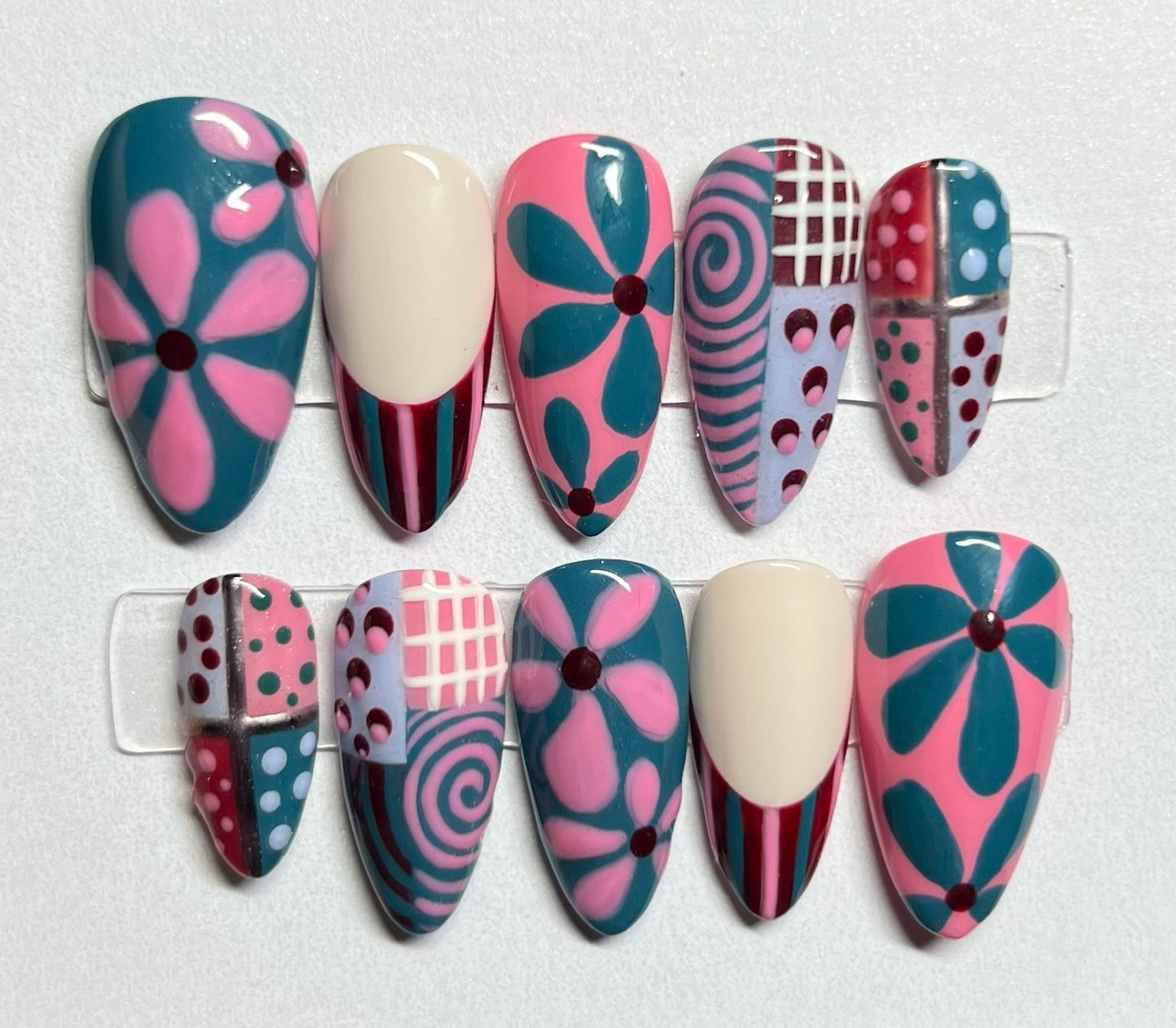 Patchwork Flower Power Nails