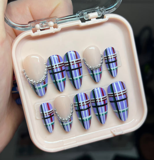Multicolor Plaid Nails